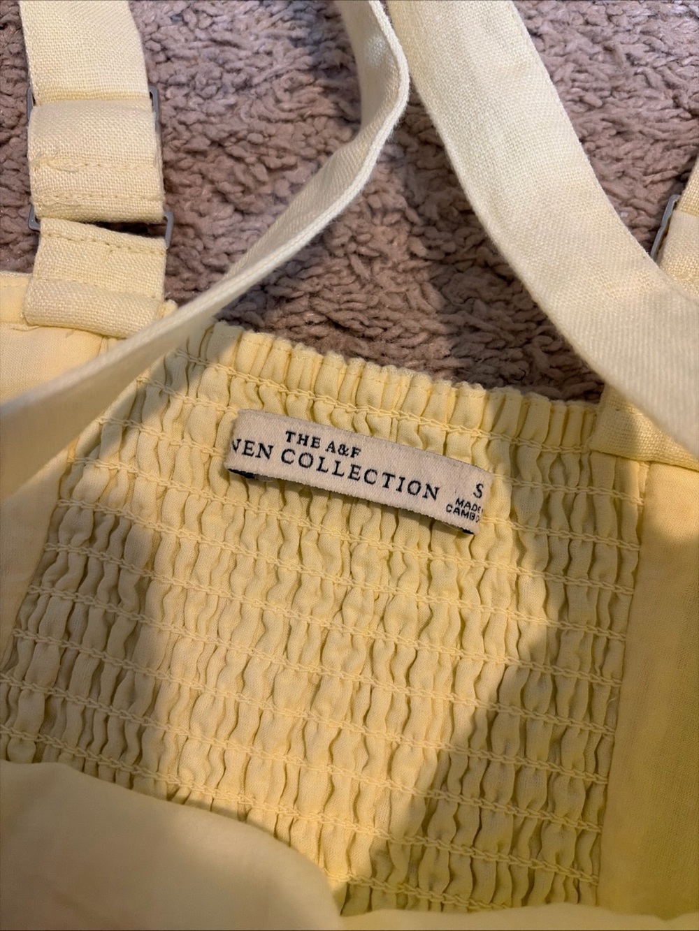 Abercrombie Butter Yellow 100% Linen Drop Waist Mini Dress Built In Shorts Small - Picture 5 of 9